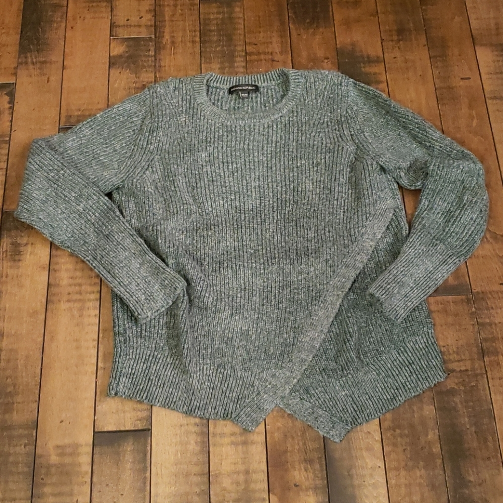 Banana Republic grey/green cable knit sweater.